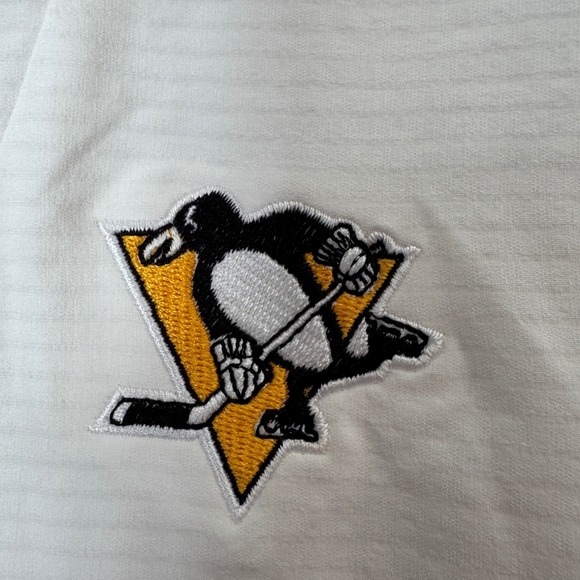 Adidas Pittsburgh Penguins Mens Large White Quarter Zip Hooded Windbreaker NHL - Picture 3 of 6